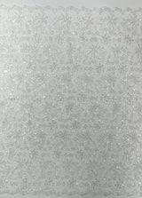 Metallic Floral Lace Design Embroidered Polyester Fabric - Floral Lace, 54" Width (1 Yard)