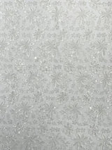 Metallic Floral Lace Design Embroidered Polyester Fabric - Floral Lace, 54" Width (1 Yard)