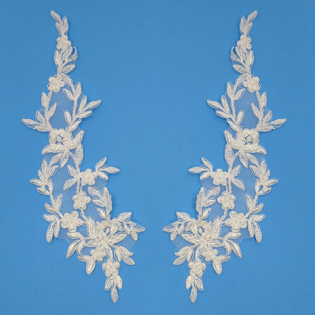 Beaded Corded Floral Lace Applique