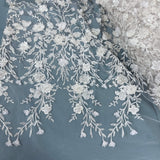 Beaded 3D Floral Lace Fabric
