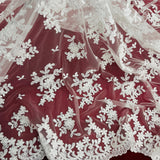 Beaded Corded Floral Lace Fabric