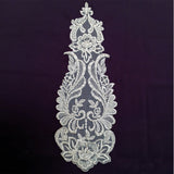 Beaded Lace Medallion Applique for Bridal Veils and Wedding Gowns 14" x 5.5"