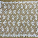 Corded Floral Lace Fabric - Scalloped Edges, 53" Width (1 Yard)
