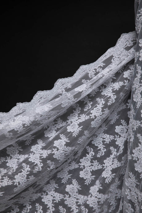 1 Yard Re-Embroidery Lace Fabric Cord Beautiful Floral Design Luxurious 52/54" Wide