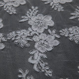 1 Yard Re-Embroidery Lace Fabric Cord Beautiful Floral Design Luxurious 52/54" Wide