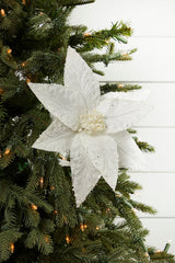 26” Embossed Poinsettia with Glitter Stem