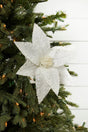 26” Embossed Poinsettia with Glitter Stem