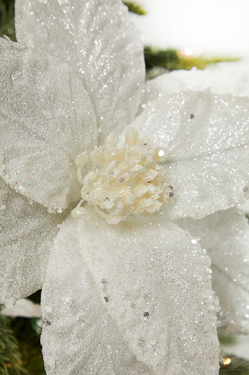 26” Embossed Poinsettia with Glitter Stem