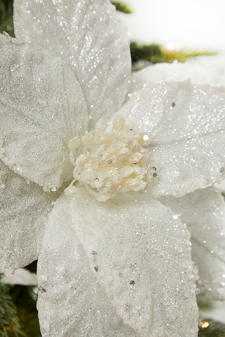 26” Embossed Poinsettia with Glitter Stem