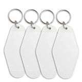 Retro Motel Keychain with Silver Ring - White (4 per Set)