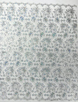 Metallic Floral Lace Design Embroidered Polyester Fabric - Floral Lace, 54" Width (1 Yard)