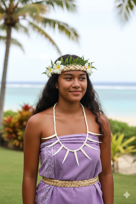 White Ula Nifo Necklace - White Polynesian Pattern (1 Piece)