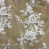 Corded Floral Lace Fabric Ivory