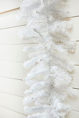 White Crystal Spruce Garland 9 Ft Winter Holiday Snow Decor