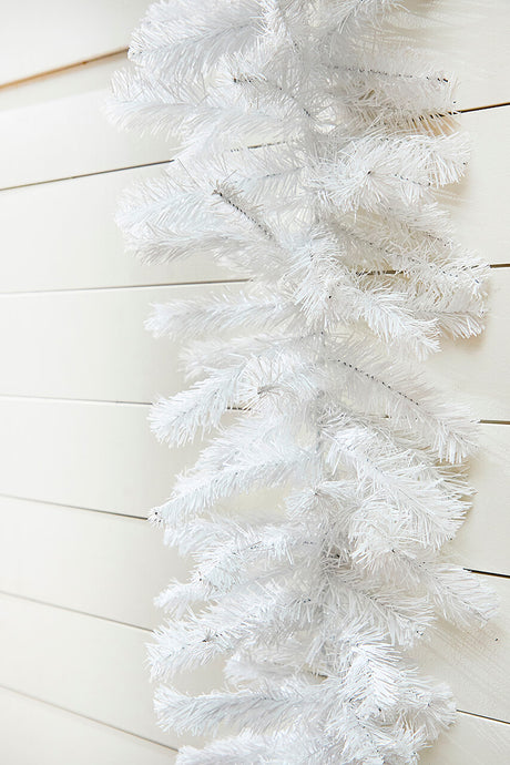 White Crystal Spruce Garland 9 Ft Winter Holiday Snow Decor