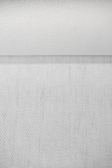 Linen Herringbone Fabric White