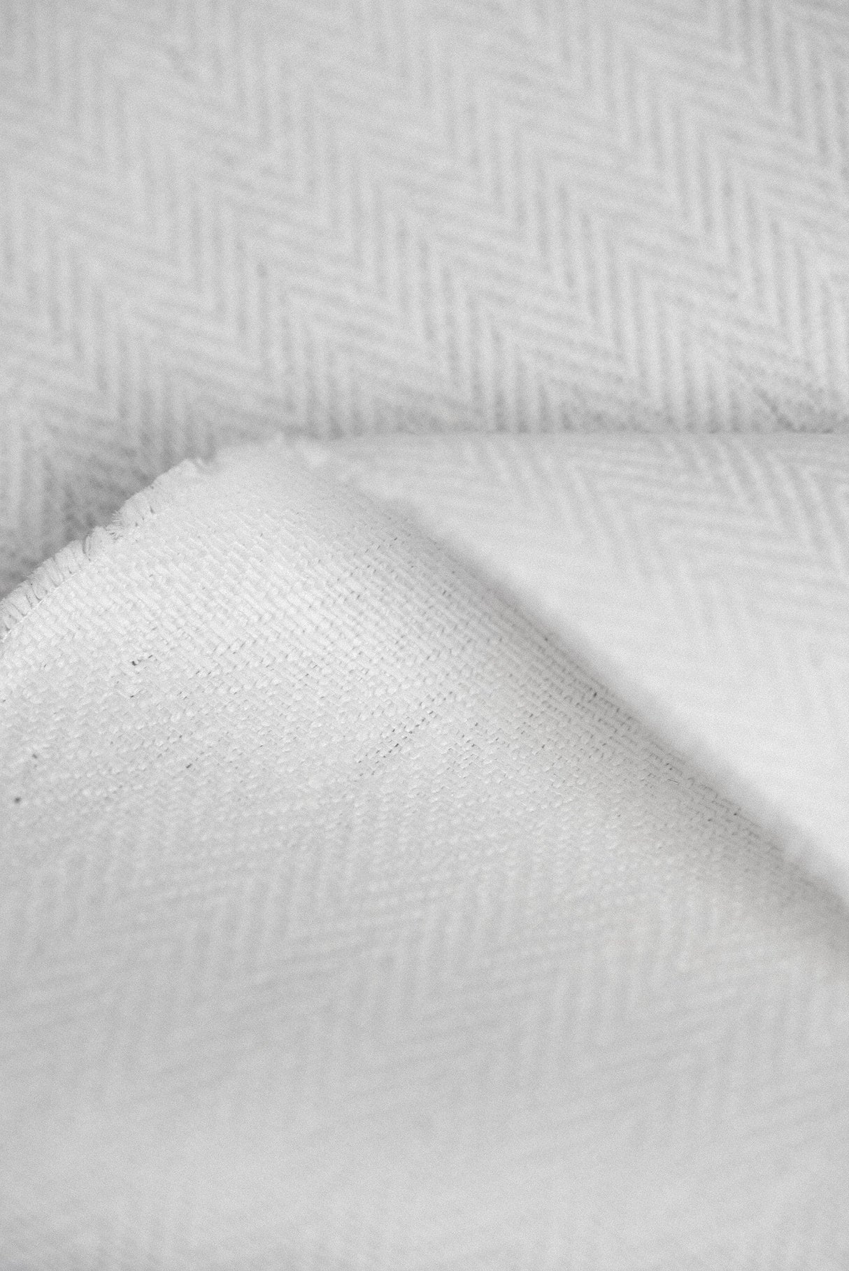 Linen Herringbone Fabric White