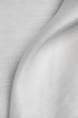 Linen Herringbone Fabric White