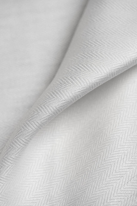 Linen Herringbone Fabric White