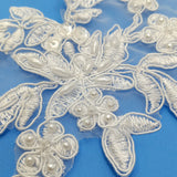 Beaded Corded Floral Lace Applique