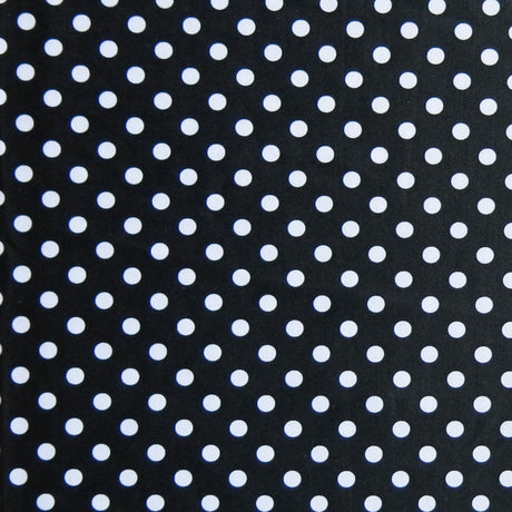 Swim Knit Poly Spandex White Polka Dots on Black
