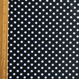 Swim Knit Poly Spandex White Polka Dots on Black