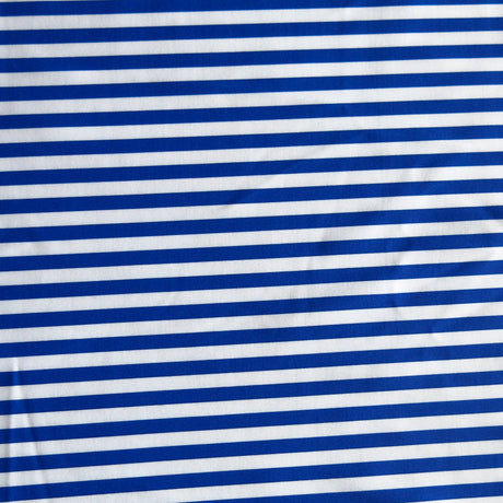 Swim Knit Nylon Spandex Cobalt Blue and White 1/4" Stripe