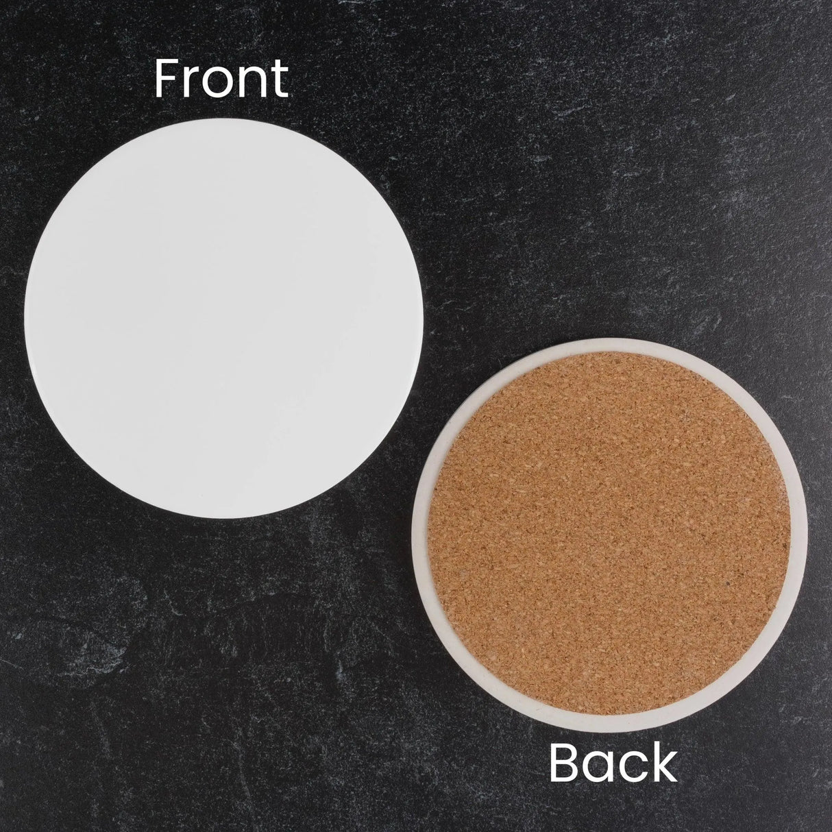 Coaster Ceramic Circle & Cork Pad - White Glossy (12 Set - 4")