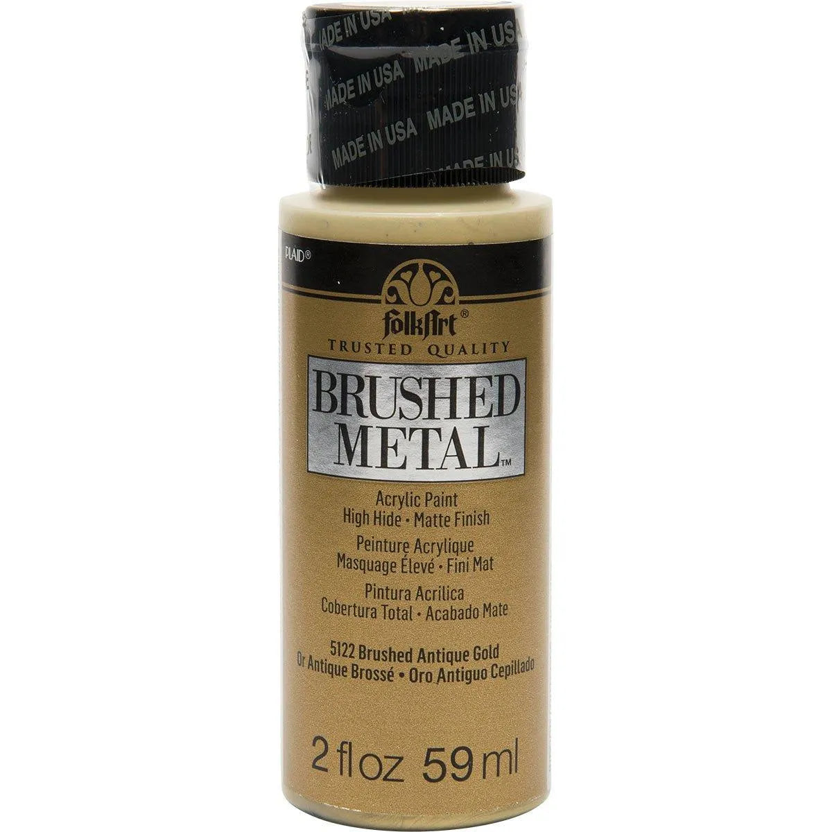 FolkArt Brushed Metallics Acrylic Paint - Antique Gold (2 oz Bottle)