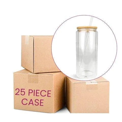 15 oz Glass Can Snow Globe Double Wall - Clear