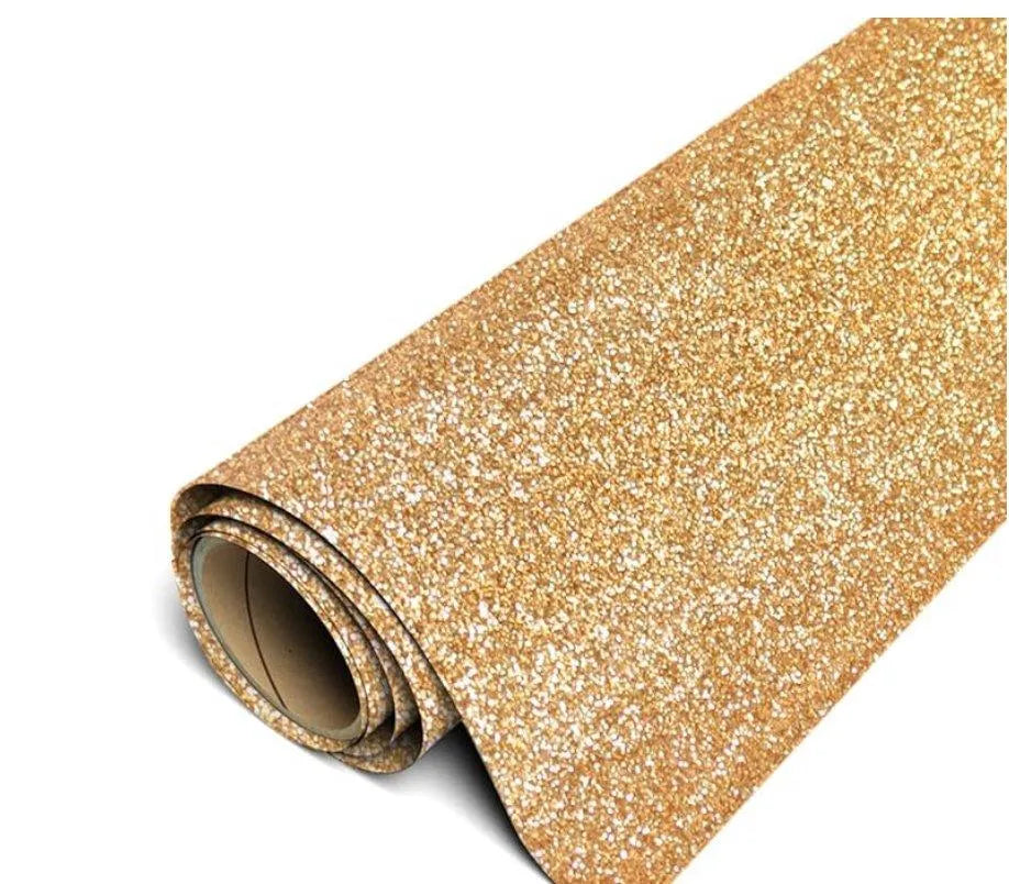 Heat Transfer Vinyl Glitter HTV - Gold (1 Roll - 12"x 60")