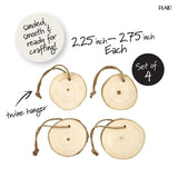 Bark Wood Slice Ornaments  (4 Set - 2.25" to 2.75")