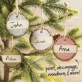 Bark Wood Slice Ornaments  (4 Set - 2.25" to 2.75")