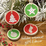 Bark Wood Slice Ornaments  (4 Set - 2.25" to 2.75")