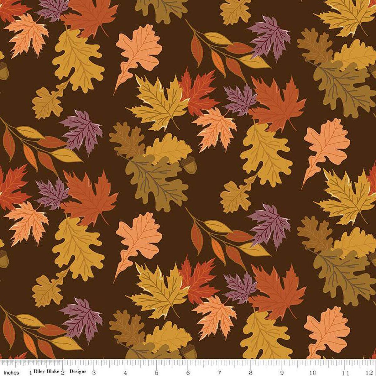Wide Quilt Backing The Awe of Autumn Leaves Brown Riley Blake