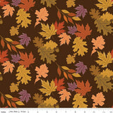 Wide Quilt Backing The Awe of Autumn Leaves Brown Riley Blake