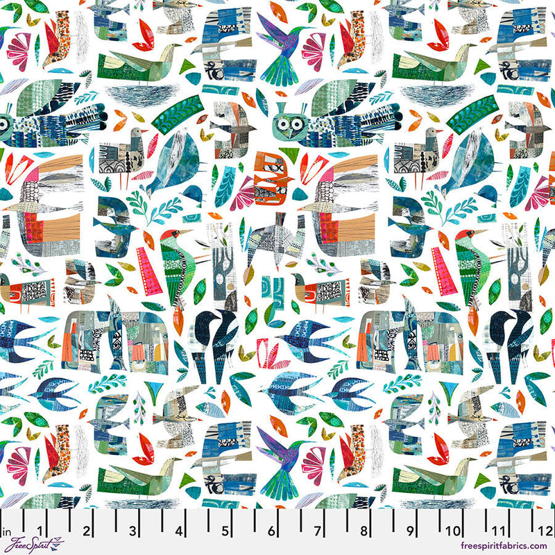 Cotton Print Wild Birds Bright Fabric 44/45"