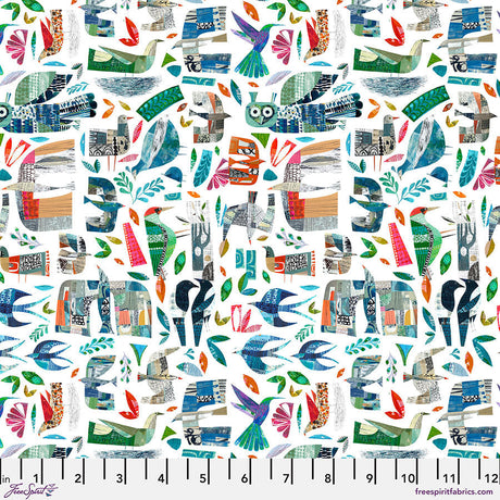 Cotton Print Wild Birds Bright Fabric 44/45"