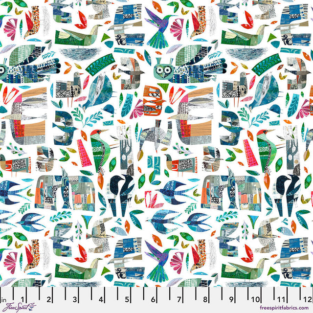 Cotton Print Wild Birds Bright Fabric 44/45"