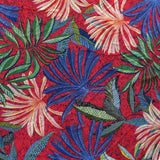 Mesh Fabric Wild Foliage on Red