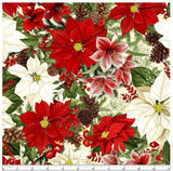 Quilting Cotton Tartan Holiday Poinsettias Cream Wilmington Prints