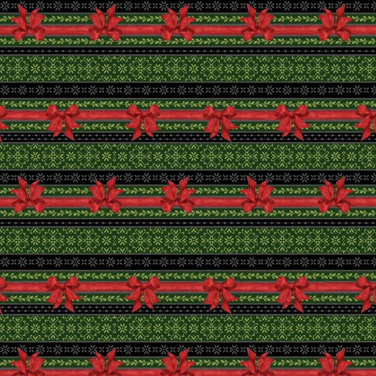 Quilting Cotton Festive Forest Green Ticking Stripe Wilmington Prints