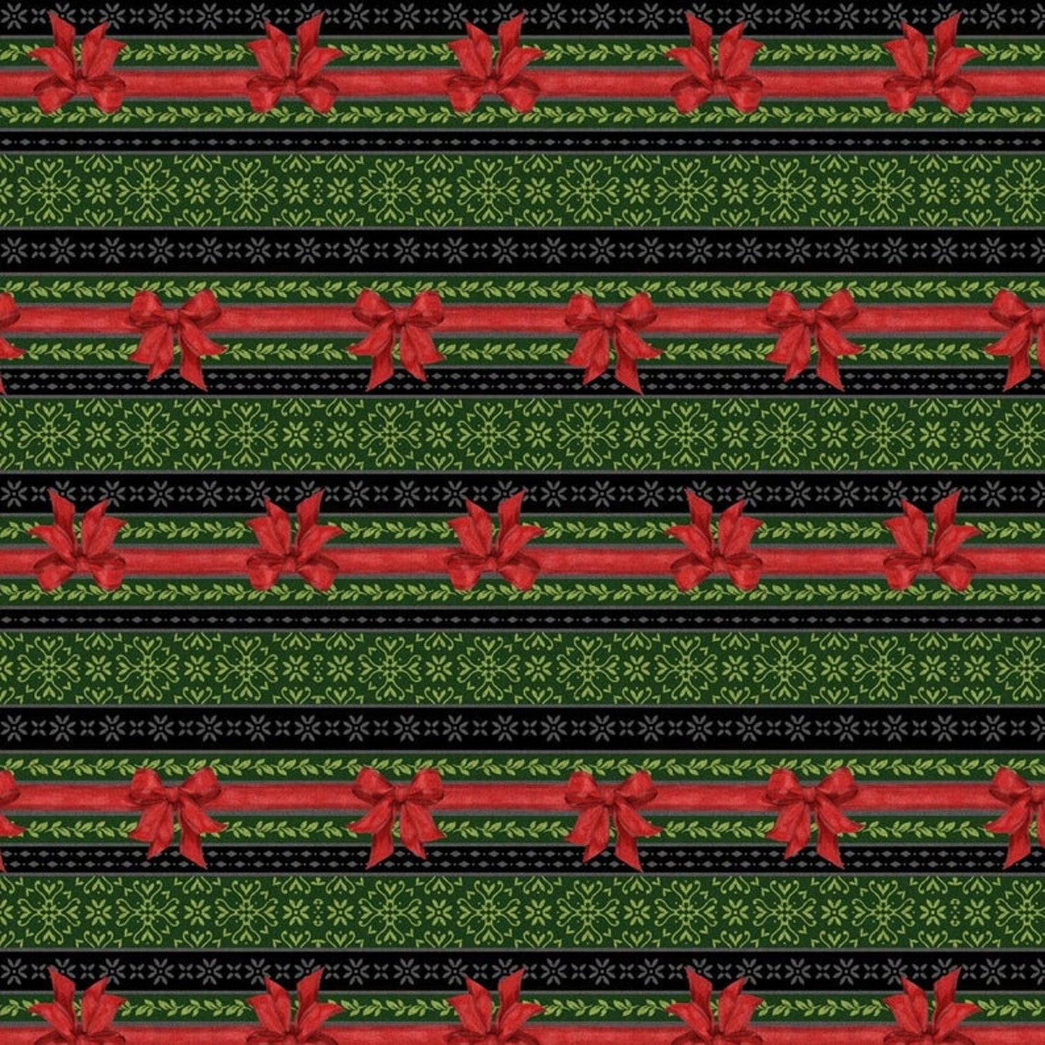 Quilting Cotton Festive Forest Green Ticking Stripe Wilmington Prints