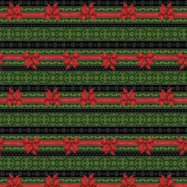 Quilting Cotton Festive Forest Green Ticking Stripe Wilmington Prints