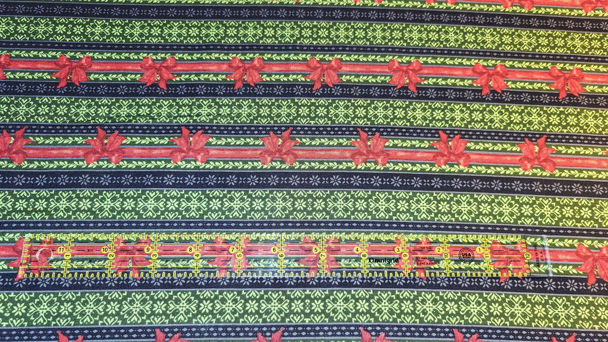 Quilting Cotton Festive Forest Green Ticking Stripe Wilmington Prints