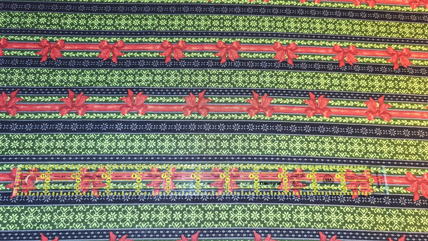 Quilting Cotton Festive Forest Green Ticking Stripe Wilmington Prints