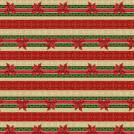 Quilting Cotton Festive Forest Red Ticking Stripe Wilmington Prints