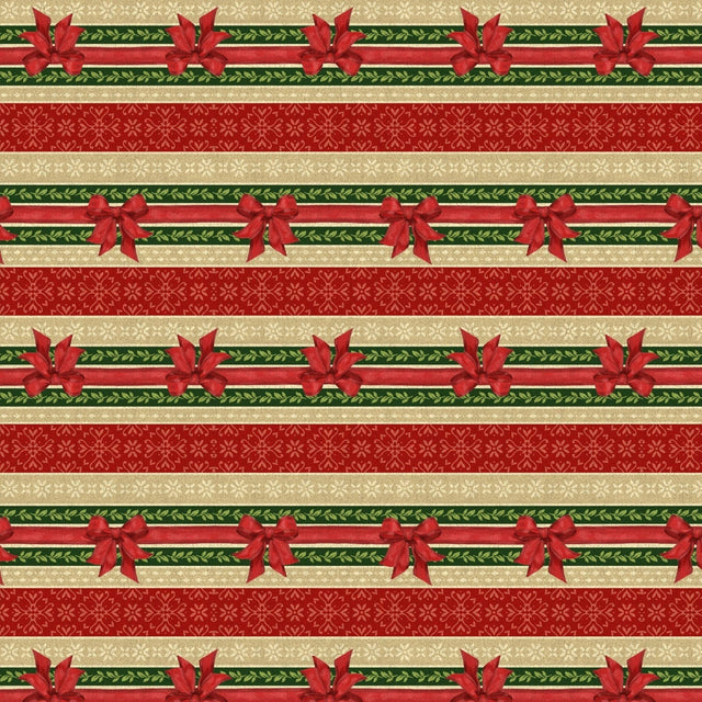 Quilting Cotton Festive Forest Red Ticking Stripe Wilmington Prints