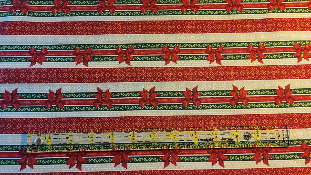 Quilting Cotton Festive Forest Red Ticking Stripe Wilmington Prints