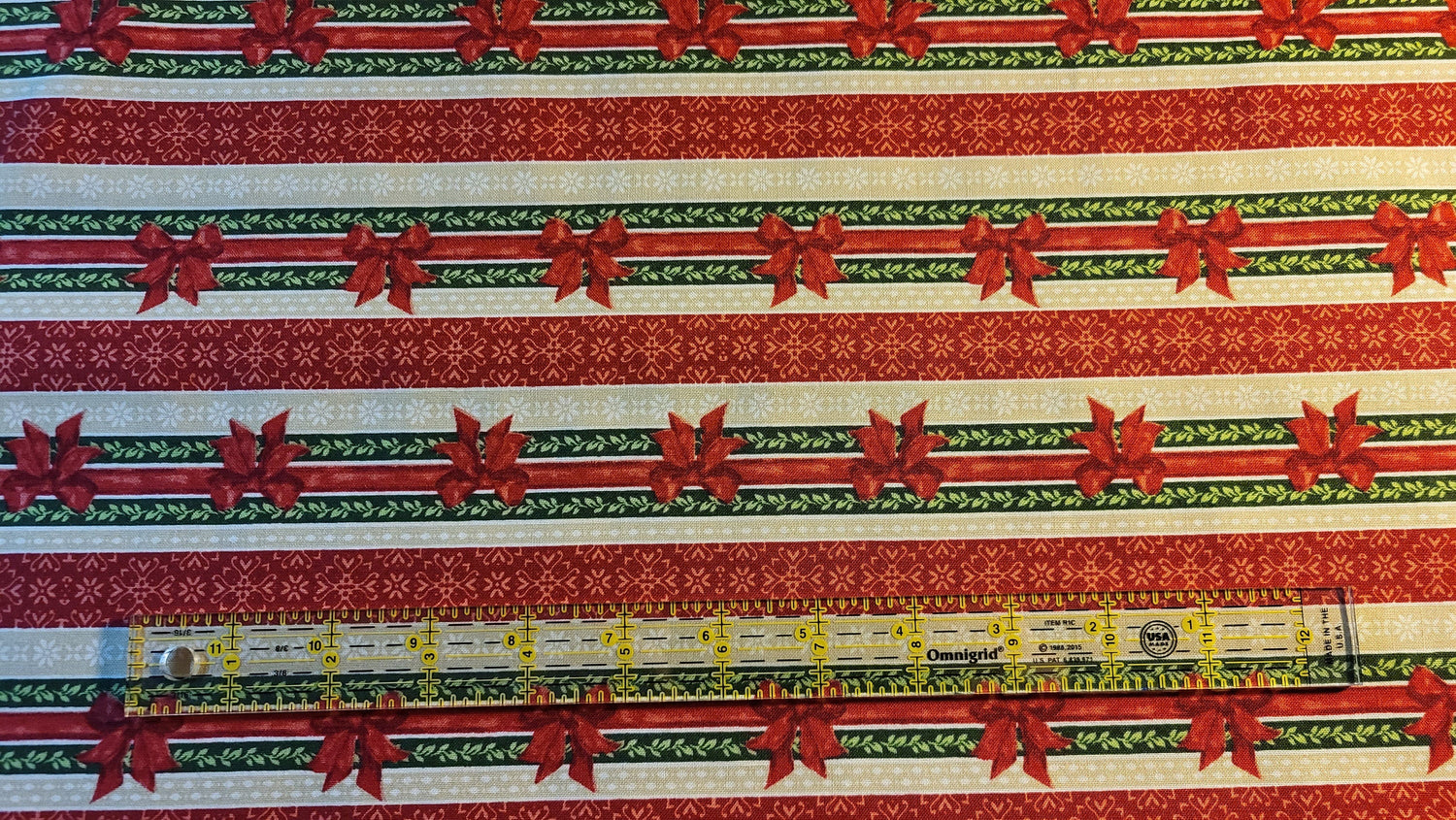 Quilting Cotton Festive Forest Red Ticking Stripe Wilmington Prints